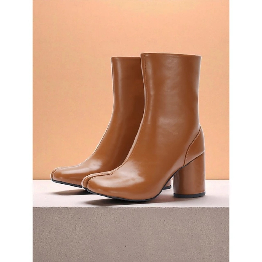 Boots Split Toe High Heel Women Boots Leather Women Shoes - Picture 6 of 11